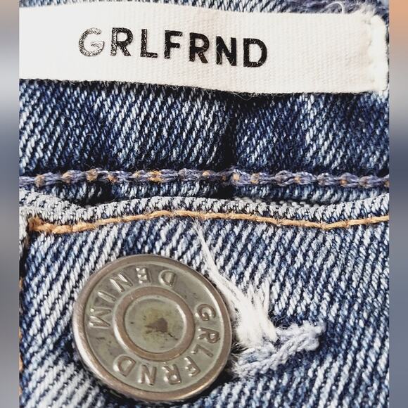 GRLFRND Jeans Karolina Button Fly High Rise Straight Leg Raw Hem Women’s Size 25 - Picture 8 of 10